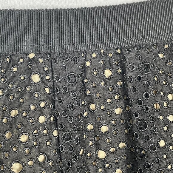 Lida Baday Black Eyelet Overlay Pleated Mini Skirt Size 4 Designer Quiet-Luxury - Picture 12 of 14